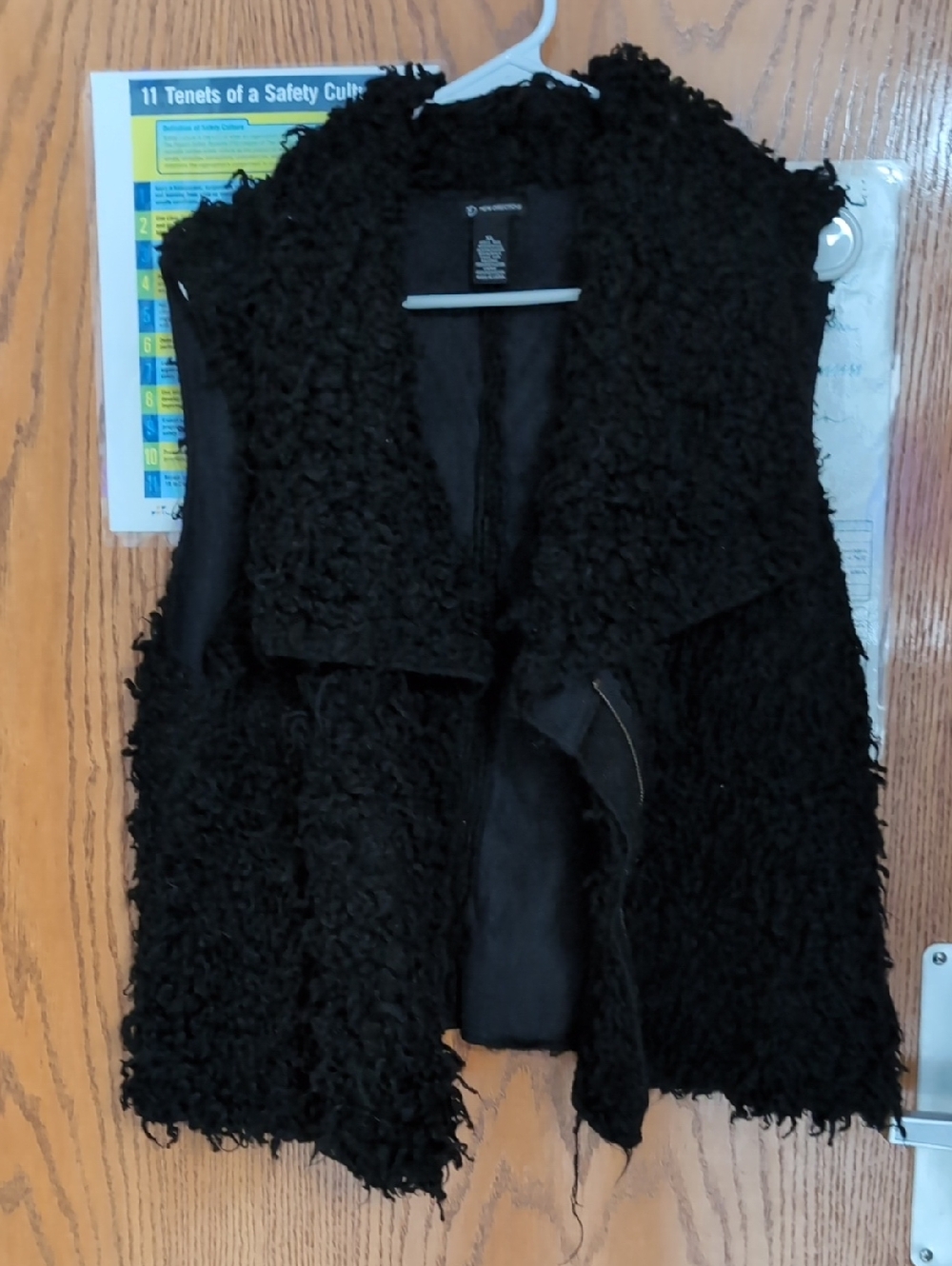 new directions Black Teddy Faux-Shearling Vest